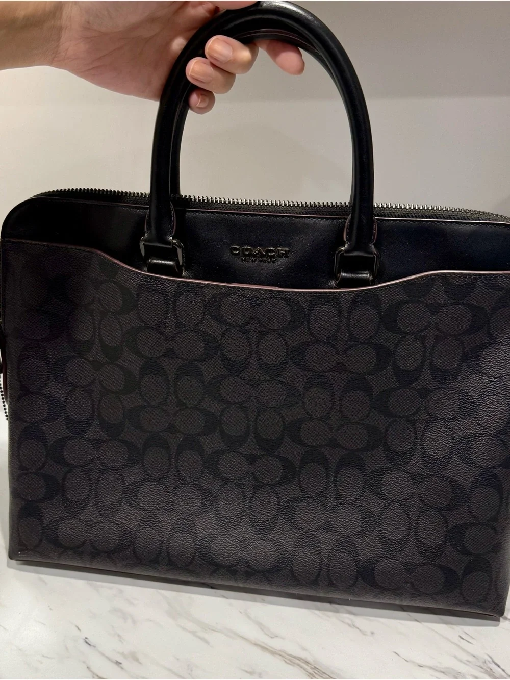 COACH Beckett Portfolio Brief in charcoal and black